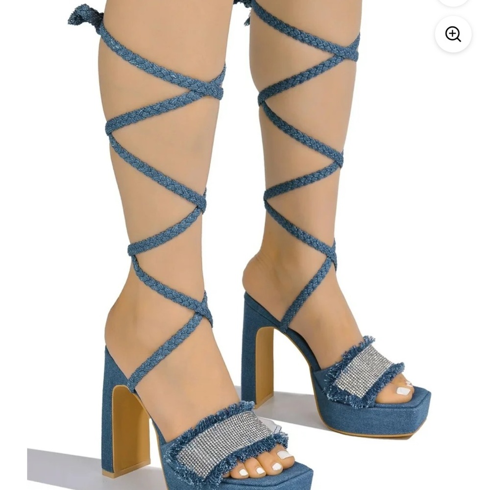 Cape Robbin Dannie denim platform sandal heels